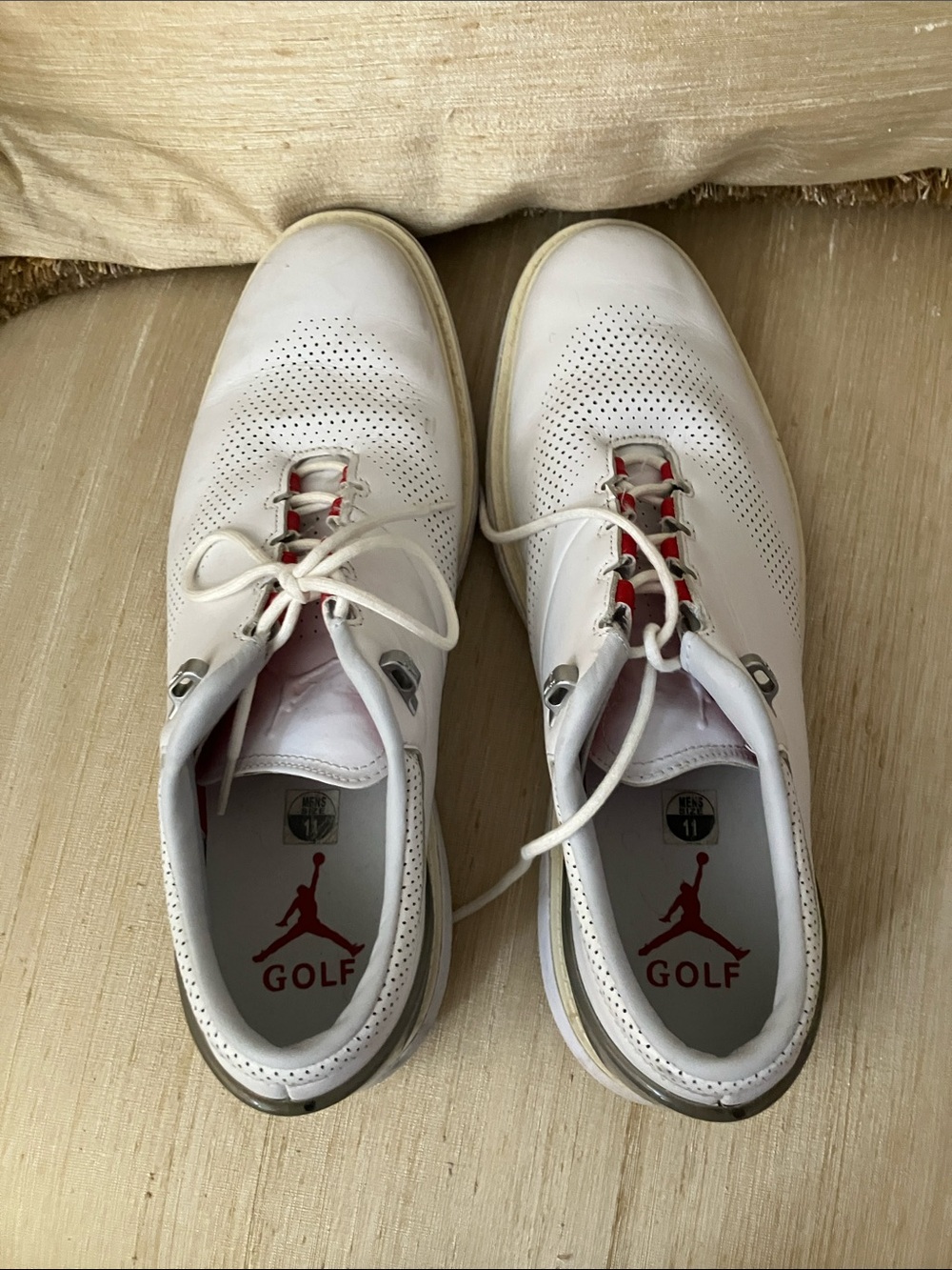 Jordan White and Red Golf Athletic Shoes
